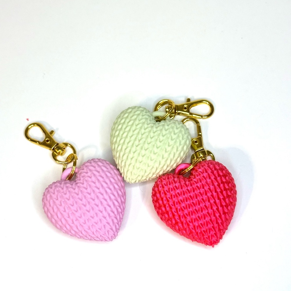 Heart-Shaped Knit Keychains